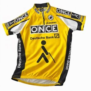 90s Castelli Once Cycling Jersey Mens XL Yellow Polyester Deutsche Bank USA Made